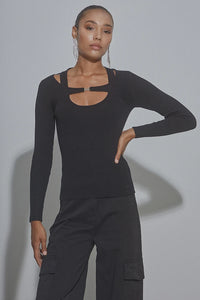 Ribbed sweater with bustier closure